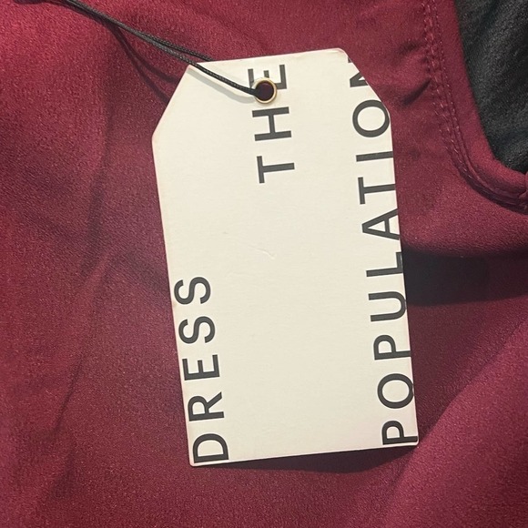 DRESS THE POPULATION CATRINE FIT & FLARE STRETCH CREPE MIDI DRESS BURGUNDY NWT - Picture 12 of 16